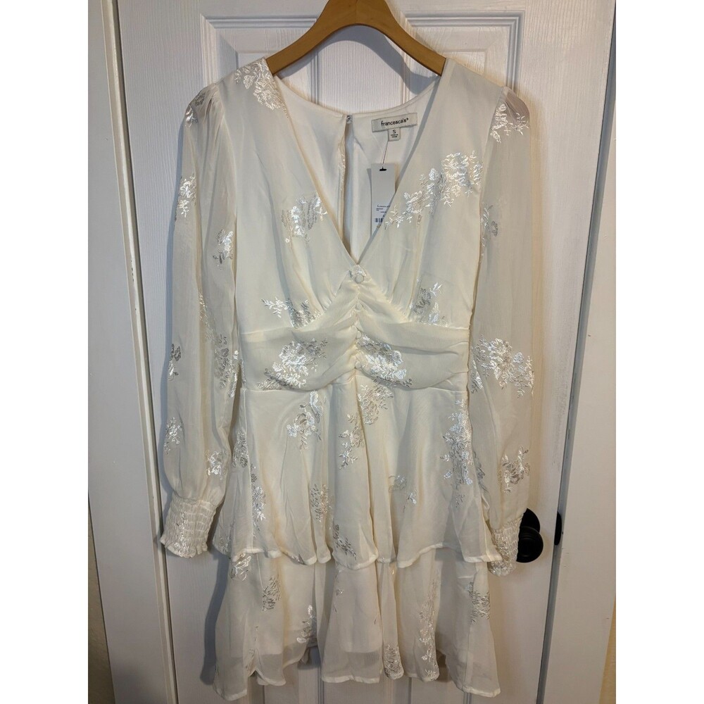 Francesca’s Brynn Embroidered Dress – Cream, Size S Nwt